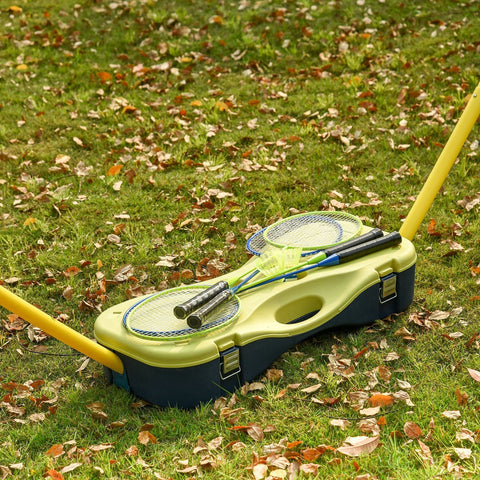 Rootz Badminton Net With Stand - Yellow, Blue - Plastic - 110.23 cm x 12.99 cm x 61.81 cm