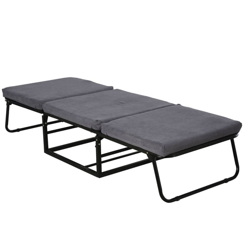 Rootz Foldable Guest Bed 2-in-1 - Gray - Polyester, Steel, Foam - 75.59 cm x 26.77 cm x 14.56 cm