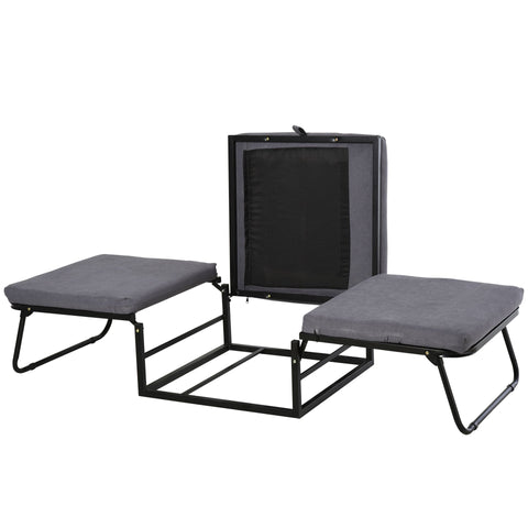 Rootz Foldable Guest Bed 2-in-1 - Gray - Polyester, Steel, Foam - 75.59 cm x 26.77 cm x 14.56 cm
