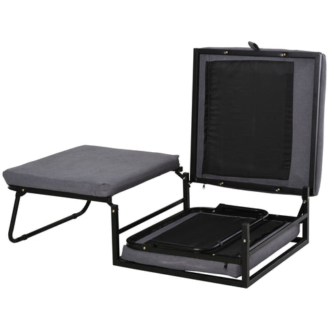 Rootz Foldable Guest Bed 2-in-1 - Gray - Polyester, Steel, Foam - 75.59 cm x 26.77 cm x 14.56 cm
