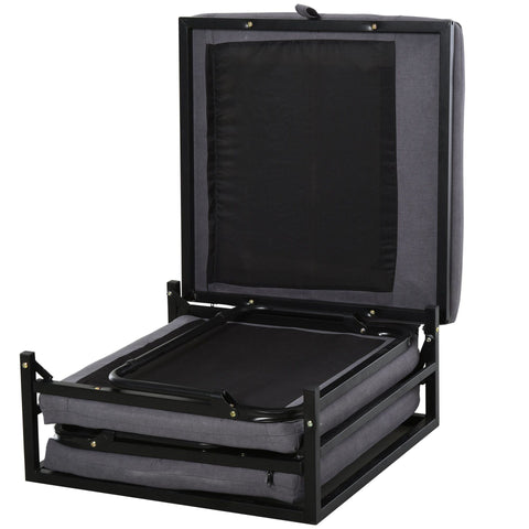 Rootz Foldable Guest Bed 2-in-1 - Gray - Polyester, Steel, Foam - 75.59 cm x 26.77 cm x 14.56 cm