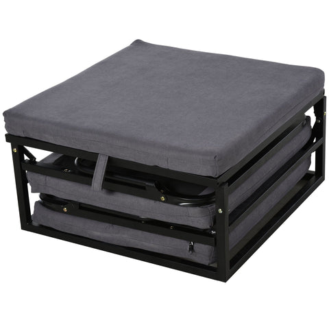 Rootz Foldable Guest Bed 2-in-1 - Gray - Polyester, Steel, Foam - 75.59 cm x 26.77 cm x 14.56 cm