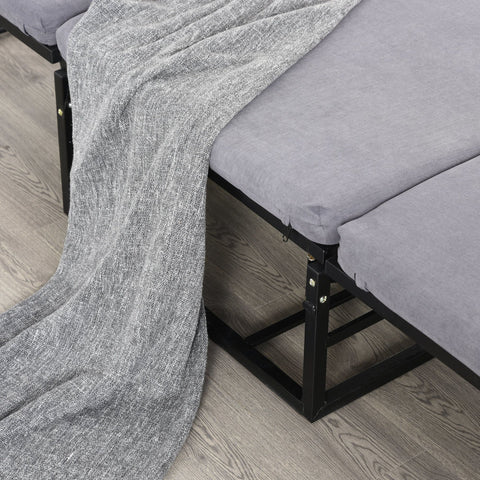 Rootz Foldable Guest Bed 2-in-1 - Gray - Polyester, Steel, Foam - 75.59 cm x 26.77 cm x 14.56 cm