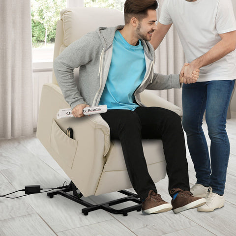 Rootz Stand-up Aid Chair - Beige - Pu, Foam, Staal - 31,49 cm x 37 cm x 40,94 cm