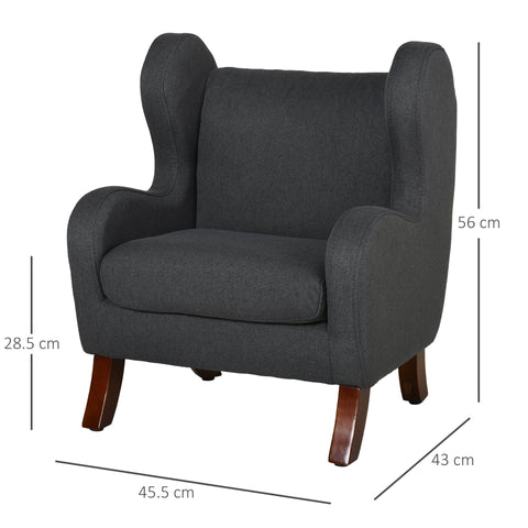 Rootz High Chair - Gray - Linen, Foam, Rubber Wood - 17.91 cm x 16.92 cm x 22.04 cm