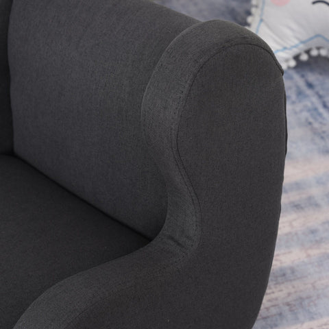 Rootz High Chair - Gray - Linen, Foam, Rubber Wood - 17.91 cm x 16.92 cm x 22.04 cm