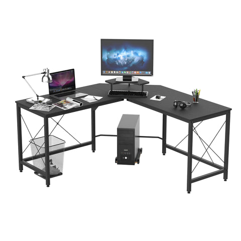 Rootz Corner Desk L-Shaped - Black - Chipboard, Metal - 59.05 cm x 59.05 cm x 29.92 cm