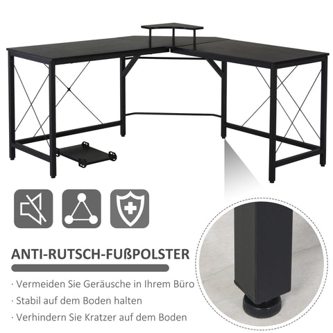 Rootz Corner Desk L-Shaped - Black - Chipboard, Metal - 59.05 cm x 59.05 cm x 29.92 cm