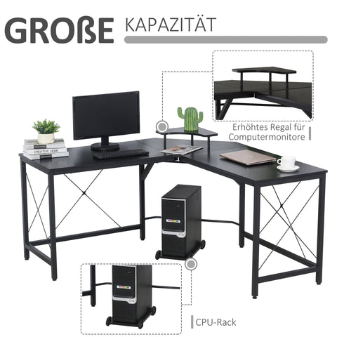 Rootz Corner Desk L-Shaped - Black - Chipboard, Metal - 59.05 cm x 59.05 cm x 29.92 cm