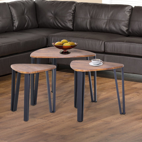 Rootz Amaranth salontafelset - naturel, zwart - bewerkt hout, staal - 22,04 cm x 21,33 cm x 17,91 cm