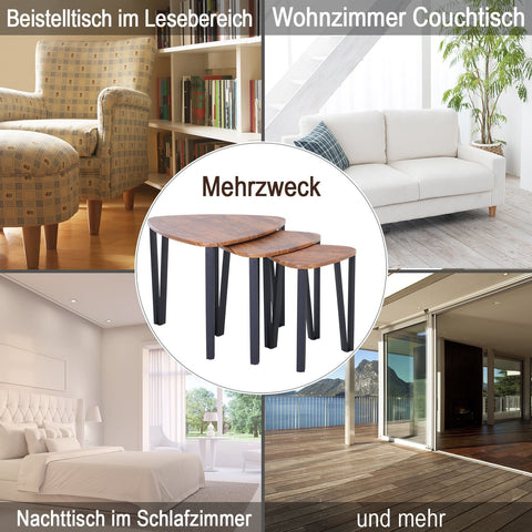 Rootz Amaranth salontafelset - naturel, zwart - bewerkt hout, staal - 22,04 cm x 21,33 cm x 17,91 cm