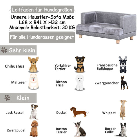 Rootz Hundebank – Grau – Holz, Leder, Schaumstoff – 26,77 cm x 16,14 cm x 12,59 cm