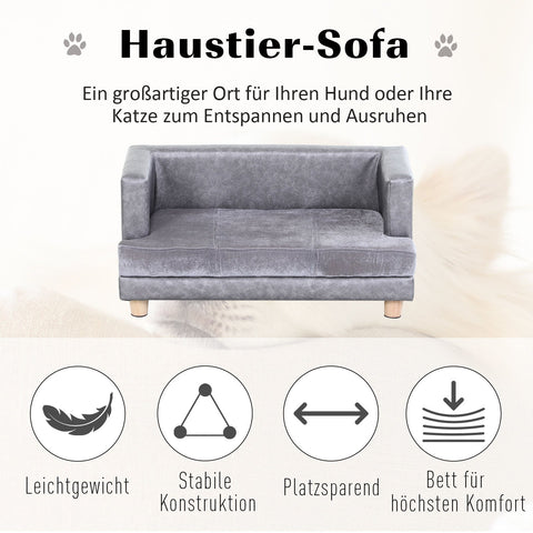 Rootz Hundebank – Grau – Holz, Leder, Schaumstoff – 26,77 cm x 16,14 cm x 12,59 cm