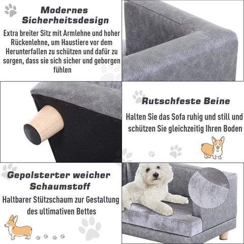 Rootz Hundebank – Grau – Holz, Leder, Schaumstoff – 26,77 cm x 16,14 cm x 12,59 cm