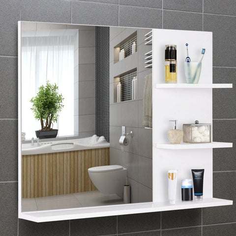 Rootz Bathroom Mirror - White - Engineered Wood, Mirror - 23.62 cm x 3.93 cm x 18.89 cm