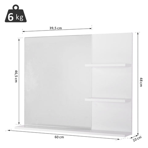 Rootz Bathroom Mirror - White - Engineered Wood, Mirror - 23.62 cm x 3.93 cm x 18.89 cm