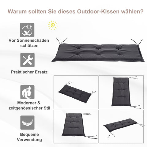 Rootz Bench Pad Set - Grijs - Polyester, Schuim - 47.24 cm x 19.68 cm x 1.96 cm