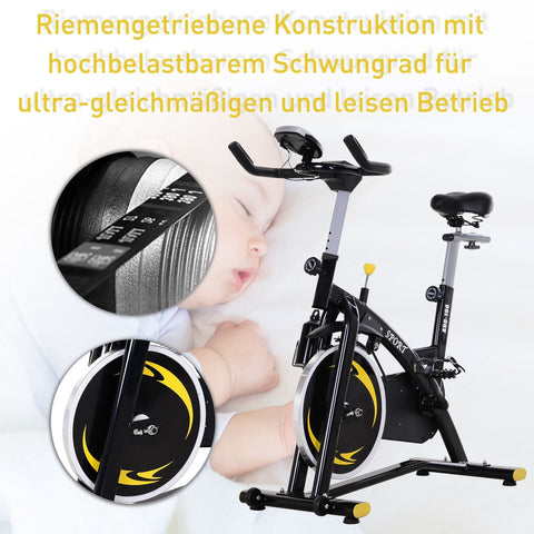 Rootz Spinning Bike Exercise - Black - Steel, Abs - 47.24cm x 18.5cm x 46.03cm