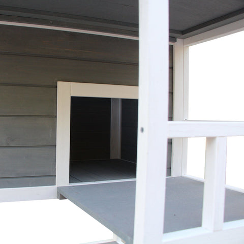 Rootz Cat House 4 Story - Gray, White - Firwood, Asphalt - 30.7cm x 29.92cm x 55.12cm