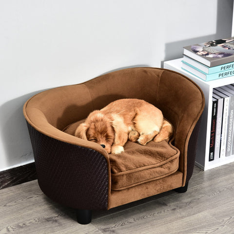Rootz Hundesofa – Braun – Tannenholz, Baumwolle, Pu – 27,56 cm x 18,89 cm x 15,75 cm