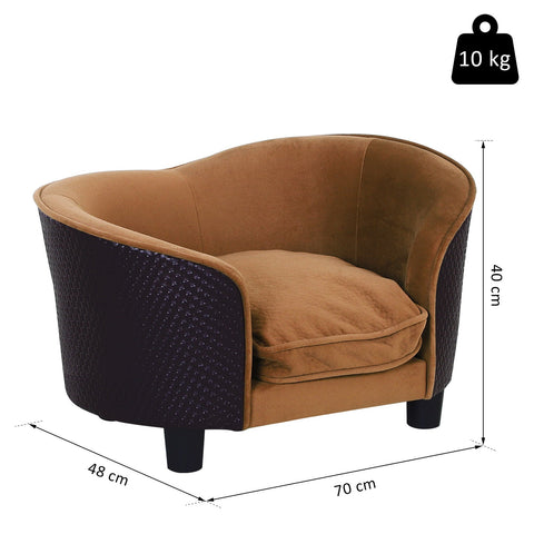 Rootz Hundesofa – Braun – Tannenholz, Baumwolle, Pu – 27,56 cm x 18,89 cm x 15,75 cm