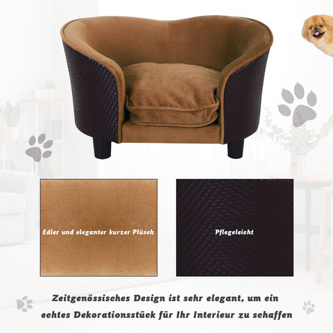 Rootz Hundesofa – Braun – Tannenholz, Baumwolle, Pu – 27,56 cm x 18,89 cm x 15,75 cm
