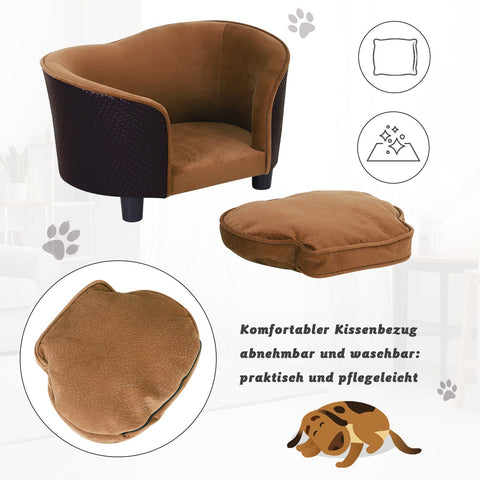 Rootz Hundesofa – Braun – Tannenholz, Baumwolle, Pu – 27,56 cm x 18,89 cm x 15,75 cm
