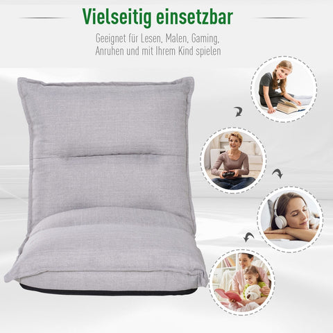 Rootz Andre Vijver Sitzkissen – Grau – Leinen, Schaumstoff, Stahl – 21,65 cm x 17,71 cm x 26,37 cm