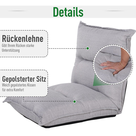 Rootz Andre Vijver Sitzkissen – Grau – Leinen, Schaumstoff, Stahl – 21,65 cm x 17,71 cm x 26,37 cm