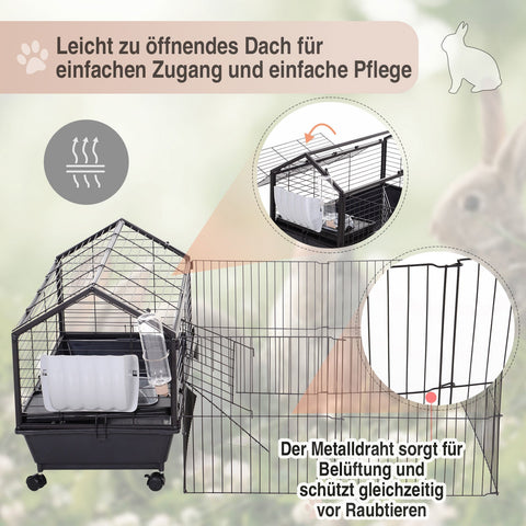 Rootz Knaagdierkooi - Zwart - Metaal, Kunststof - 34,64 cm x 50,59 cm x 22,04 cm