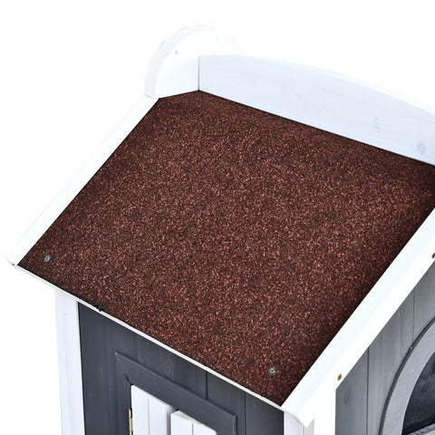 Rootz Cat House - Grey, White - Firwood, Asphalt - 23.22cm x 21.65cm x 42.91cm