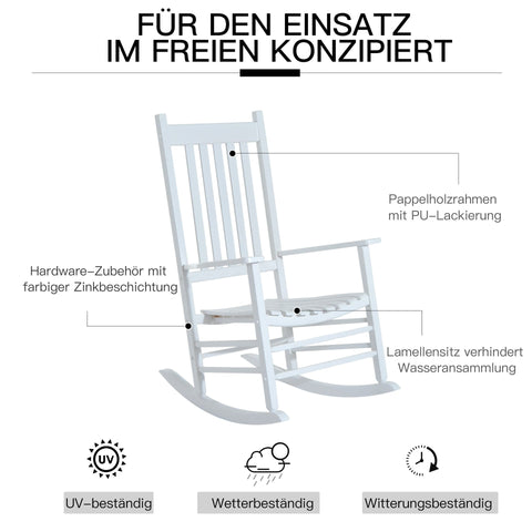 Rootz Rocking Chair - White - Wood - 27.16 cm x 33.85 cm x 45.27 cm