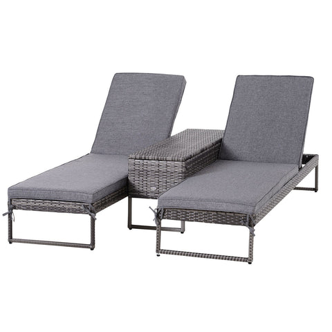 Rootz Garden Chair - Gray - Metal, Rattan, Polyester - 76.77 cm x 23.62 cm x 33.85 cm
