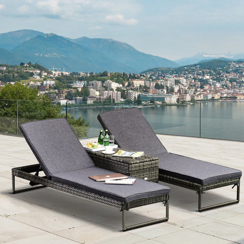 Rootz Garden Chair - Gray - Metal, Rattan, Polyester - 76.77 cm x 23.62 cm x 33.85 cm