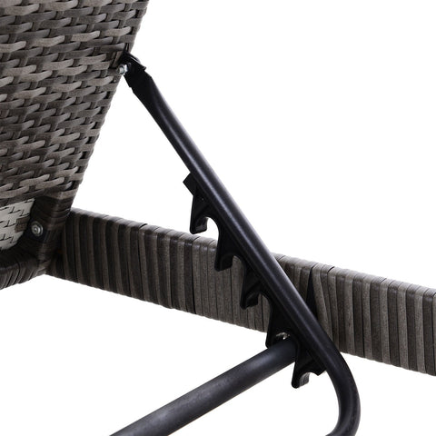 Rootz Garden Chair - Gray - Metal, Rattan, Polyester - 76.77 cm x 23.62 cm x 33.85 cm