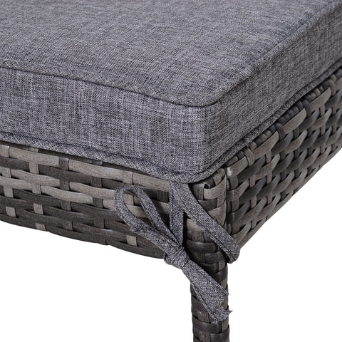 Rootz Garden Chair - Gray - Metal, Rattan, Polyester - 76.77 cm x 23.62 cm x 33.85 cm