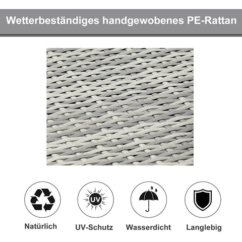 Rootz Garden Double Lounger - Gray - Metal, Rattan, Polyester - 76.77 cm x 48.42 cm x 11.02 cm