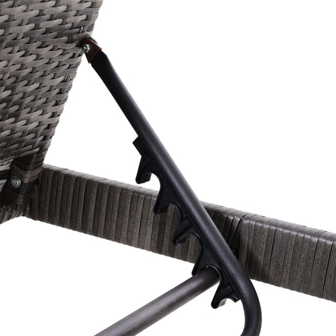 Rootz Garden Double Lounger - Gray - Metal, Rattan, Polyester - 76.77 cm x 48.42 cm x 11.02 cm