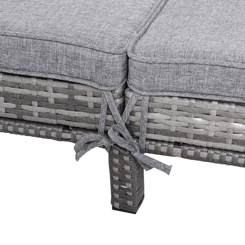 Rootz Garden Double Lounger - Gray - Metal, Rattan, Polyester - 76.77 cm x 48.42 cm x 11.02 cm
