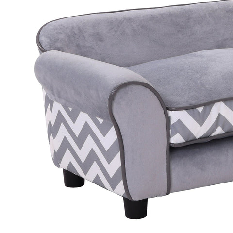 Rootz Dog Sofa - Gray - Wood, Foam, Velvet - 28.93 cm x 16.14 cm x 12.99 cm