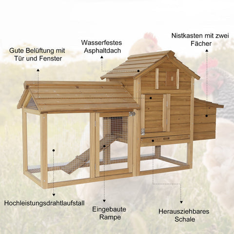 Rootz Kippenhok - Bruin - Dennenhout - 59,25 cm x 21,25 cm x 34,25 cm