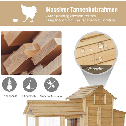Rootz Kippenhok - Bruin - Dennenhout - 59,25 cm x 21,25 cm x 34,25 cm