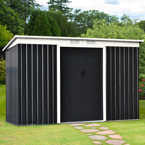 Rootz Tool Shed With Sliding Door - Gray - Steel, Pp Film - 109.05 cm x 51.18 cm x 68.11 cm