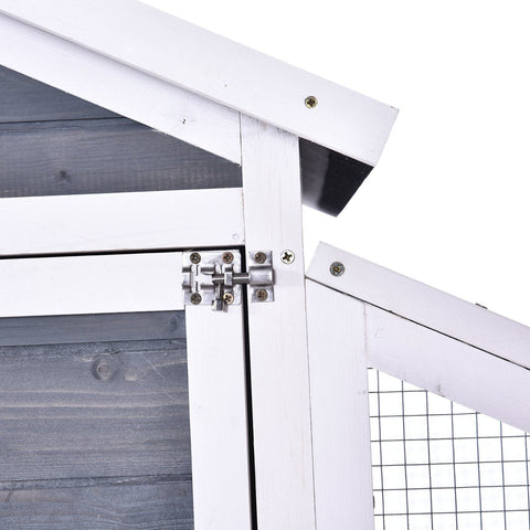 Rootz Chicken Coop With Rod And Nest Box - Grey, White - Spruce Wood, Metal - 69.05 cm x 37.6 cm x 39.37 cm