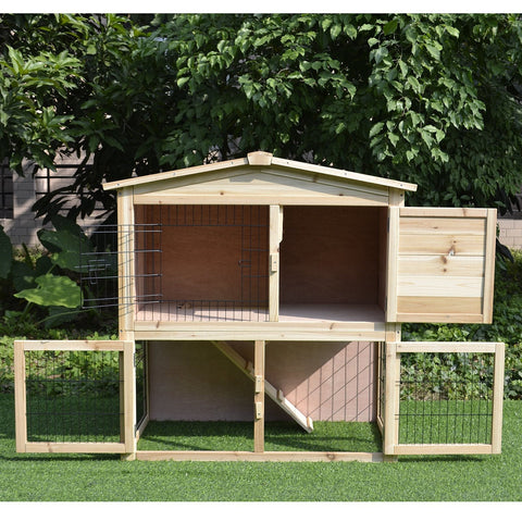 Rootz Konijnenhok - Nature - Dennenhout, Metaal - 38,58 cm x 21,26 cm x 39,37 cm