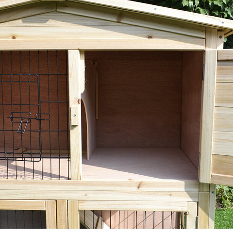 Rootz Konijnenhok - Nature - Dennenhout, Metaal - 38,58 cm x 21,26 cm x 39,37 cm