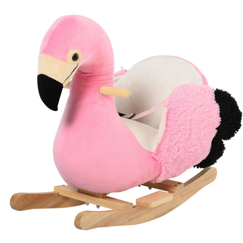 Rootz Rocking Toy Flamingo - Pink - Plush, Polypropylene, Aspen Wood - 23.62 cm x 12.99 cm x 20.47 cm