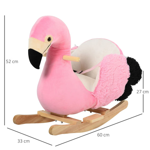 Rootz Rocking Toy Flamingo - Pink - Plush, Polypropylene, Aspen Wood - 23.62 cm x 12.99 cm x 20.47 cm