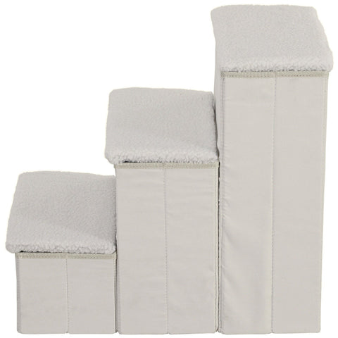 Rootz Pet Stair - Wit - Gebouwd Hout, Suède, Fleece - 15.75cm x 21.26cm x 18.89cm