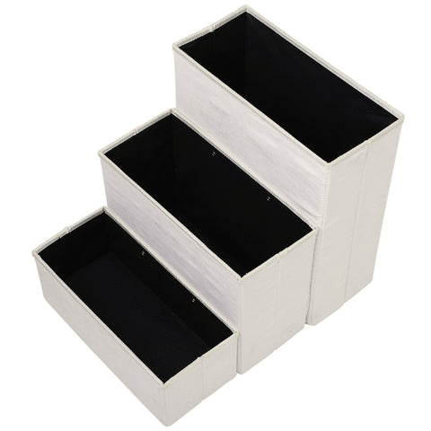 Rootz Pet Stair - Wit - Gebouwd Hout, Suède, Fleece - 15.75cm x 21.26cm x 18.89cm